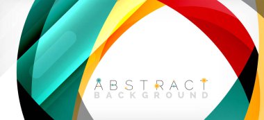 Geometrik soyut arkaplan. Üst üste binen renk şekilleriyle çember oluşturuldu. Duvar Kağıdı, Sancak, Arkaplan, İniş Sayfası için Vektör İllüstrasyonu