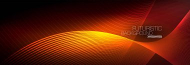 Karanlıkta dalgalarla parlayan soyut neon ışığı. Parlak sihirli enerji ve hareket konsepti, vektör soyut duvar kağıdı arkaplanı