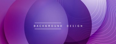 Gölgeli gradyan daireler. Vektör tekno soyut arka plan. Modern üstüste bindirme formları duvar kağıdı arkaplanı, tasarım şablonu