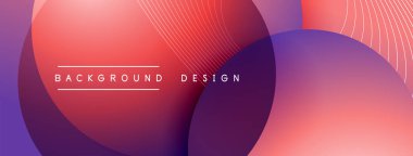 Gölgeli gradyan daireler. Vektör tekno soyut arka plan. Modern üstüste bindirme formları duvar kağıdı arkaplanı, tasarım şablonu