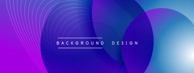 Gölgeli gradyan daireler. Vektör tekno soyut arka plan. Modern üstüste bindirme formları duvar kağıdı arkaplanı, tasarım şablonu