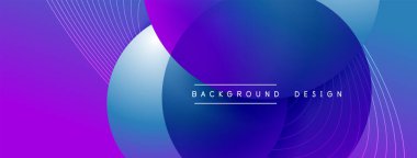 Gölgeli gradyan daireler. Vektör tekno soyut arka plan. Modern üstüste bindirme formları duvar kağıdı arkaplanı, tasarım şablonu