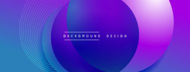 Gölgeli gradyan daireler. Vektör tekno soyut arka plan. Modern üstüste bindirme formları duvar kağıdı arkaplanı, tasarım şablonu