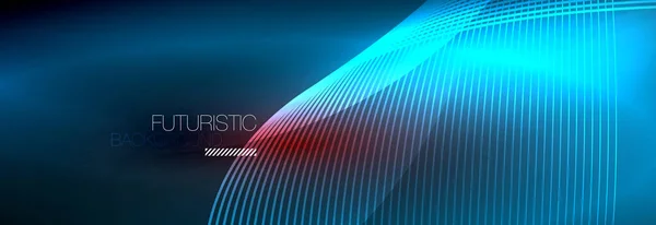 Luz resplandeciente de neón abstracta en la oscuridad con olas. Brillante concepto de energía mágica y movimiento, vector abstracto fondo de pantalla — Archivo Imágenes Vectoriales