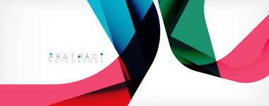 Asgari soyut arkaplan - beyaz üzerine gölge çizgileri ile örtüşen renk şekilleri. Duvar Kağıdı, Sancak, Arkaplan, İniş Sayfası için Vektör İllüstrasyonu