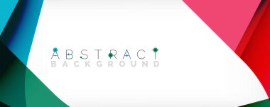 Asgari soyut arkaplan - beyaz üzerine gölge çizgileri ile örtüşen renk şekilleri. Duvar Kağıdı, Sancak, Arkaplan, İniş Sayfası için Vektör İllüstrasyonu