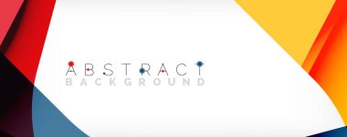 Asgari soyut arkaplan - beyaz üzerine gölge çizgileri ile örtüşen renk şekilleri. Duvar Kağıdı, Sancak, Arkaplan, İniş Sayfası için Vektör İllüstrasyonu