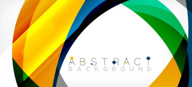 Geometrik soyut arkaplan. Üst üste binen renk şekilleriyle çember oluşturuldu. Duvar Kağıdı, Sancak, Arkaplan, İniş Sayfası için Vektör İllüstrasyonu