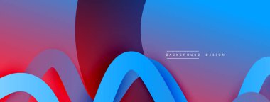 Gölge efektli dalga çizgisi olan soyut gradyan arkaplan. Geometrik bileşim. 3B gölge efektleri ve sıvı eğimleri