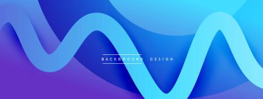 Gölge efektli dalga çizgisi olan soyut gradyan arkaplan. Geometrik bileşim. 3B gölge efektleri ve sıvı eğimleri