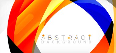 Geometrik soyut arkaplan. Üst üste binen renk şekilleriyle çember oluşturuldu. Duvar Kağıdı, Sancak, Arkaplan, İniş Sayfası için Vektör İllüstrasyonu