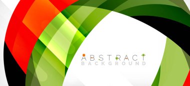 Geometrik soyut arkaplan. Üst üste binen renk şekilleriyle çember oluşturuldu. Duvar Kağıdı, Sancak, Arkaplan, İniş Sayfası için Vektör İllüstrasyonu