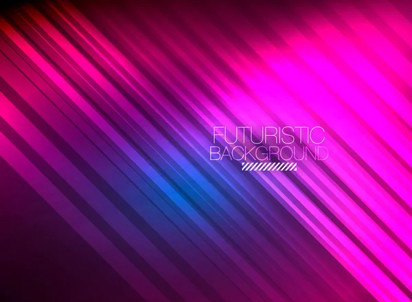Bright neon color techno abstract background, shiny glowing neon lines in the dark background — Stock Vector