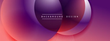 Gölgeli gradyan daireler. Vektör tekno soyut arka plan. Modern üstüste bindirme formları duvar kağıdı arkaplanı, tasarım şablonu