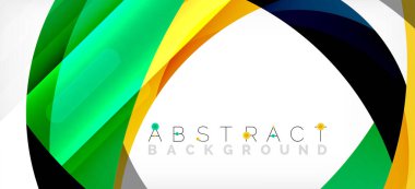 Geometrik soyut arkaplan. Üst üste binen renk şekilleriyle çember oluşturuldu. Duvar Kağıdı, Sancak, Arkaplan, İniş Sayfası için Vektör İllüstrasyonu