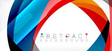 Geometrik soyut arkaplan. Üst üste binen renk şekilleriyle çember oluşturuldu. Duvar Kağıdı, Sancak, Arkaplan, İniş Sayfası için Vektör İllüstrasyonu