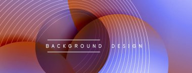 Gölgeli gradyan daireler. Vektör tekno soyut arka plan. Modern üstüste bindirme formları duvar kağıdı arkaplanı, tasarım şablonu