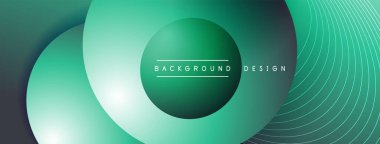 Gölgeli gradyan daireler. Vektör tekno soyut arka plan. Modern üstüste bindirme formları duvar kağıdı arkaplanı, tasarım şablonu