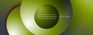 Gölgeli gradyan daireler. Vektör tekno soyut arka plan. Modern üstüste bindirme formları duvar kağıdı arkaplanı, tasarım şablonu