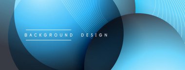 Gölgeli gradyan daireler. Vektör tekno soyut arka plan. Modern üstüste bindirme formları duvar kağıdı arkaplanı, tasarım şablonu