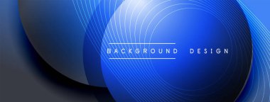 Gölgeli gradyan daireler. Vektör tekno soyut arka plan. Modern üstüste bindirme formları duvar kağıdı arkaplanı, tasarım şablonu