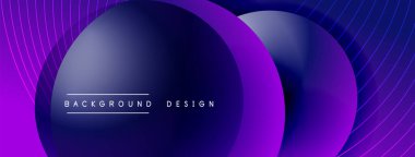 Gölgeli gradyan daireler. Vektör tekno soyut arka plan. Modern üstüste bindirme formları duvar kağıdı arkaplanı, tasarım şablonu