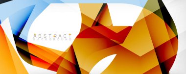 Geometrik soyut arkaplan - beyaz üzerine çok renkli soyut şekiller. Duvar Kağıdı, Sancak, Arkaplan, İniş Sayfası için Vektör İllüstrasyonu