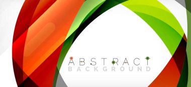 Geometrik soyut arkaplan. Üst üste binen renk şekilleriyle çember oluşturuldu. Duvar Kağıdı, Sancak, Arkaplan, İniş Sayfası için Vektör İllüstrasyonu