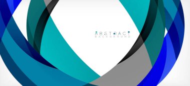 Geometrik soyut arkaplan. Üst üste binen renk şekilleriyle çember oluşturuldu. Duvar Kağıdı, Sancak, Arkaplan, İniş Sayfası için Vektör İllüstrasyonu