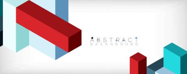 Soyut arkaplan. 3 boyutlu küp, küp elementler ve bloklar. Duvar kağıdı, afiş, arkaplan, iniş sayfası için tekno veya iş konsepti