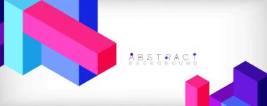 Soyut arkaplan. 3 boyutlu küp, küp elementler ve bloklar. Duvar kağıdı, afiş, arkaplan, iniş sayfası için tekno veya iş konsepti