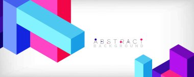 Soyut arkaplan. 3 boyutlu küp, küp elementler ve bloklar. Duvar kağıdı, afiş, arkaplan, iniş sayfası için tekno veya iş konsepti