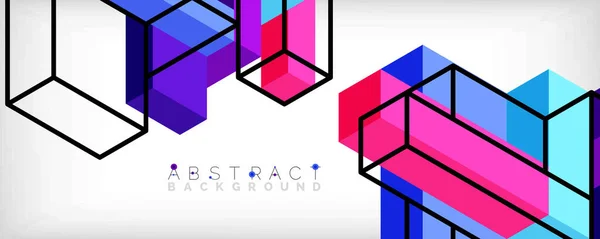 Abstracte achtergrond. 3d blokjes, kubieke elementen en blokken. Techno of business concept voor behang, banner, achtergrond, landing page — Stockvector