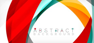 Geometrik soyut arkaplan. Üst üste binen renk şekilleriyle çember oluşturuldu. Duvar Kağıdı, Sancak, Arkaplan, İniş Sayfası için Vektör İllüstrasyonu