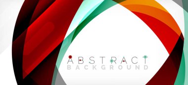 Geometrik soyut arkaplan. Üst üste binen renk şekilleriyle çember oluşturuldu. Duvar Kağıdı, Sancak, Arkaplan, İniş Sayfası için Vektör İllüstrasyonu