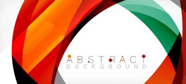 Geometrik soyut arkaplan. Üst üste binen renk şekilleriyle çember oluşturuldu. Duvar Kağıdı, Sancak, Arkaplan, İniş Sayfası için Vektör İllüstrasyonu