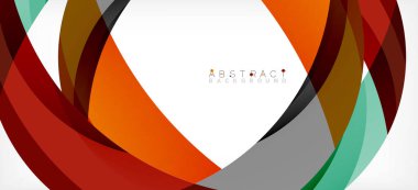 Geometrik soyut arkaplan. Üst üste binen renk şekilleriyle çember oluşturuldu. Duvar Kağıdı, Sancak, Arkaplan, İniş Sayfası için Vektör İllüstrasyonu