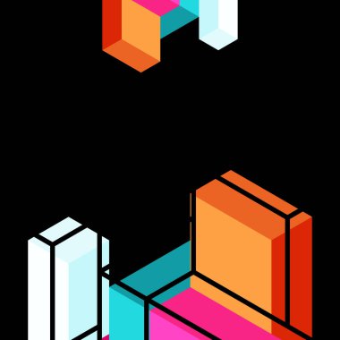 Soyut arkaplan. 3 boyutlu küp, küp elementler ve bloklar. Duvar kağıdı, afiş, arkaplan, iniş sayfası için tekno veya iş konsepti