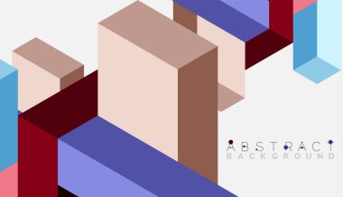 Soyut arkaplan. 3 boyutlu küp, küp elementler ve bloklar. Duvar kağıdı, afiş, arkaplan, iniş sayfası için tekno veya iş konsepti