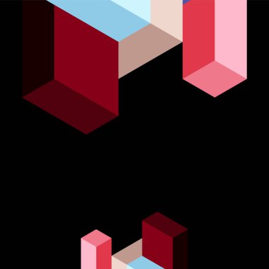 Soyut arkaplan. 3 boyutlu küp, küp elementler ve bloklar. Duvar kağıdı, afiş, arkaplan, iniş sayfası için tekno veya iş konsepti