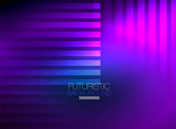 Lumineux néon couleur techno fond abstrait, luisant lignes néon dans le fond sombre — Image vectorielle