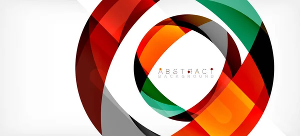 幾何学的抽象的背景。重なり合う色の形で作成された円。ベクトルイラスト｜壁紙、バナー、背景、ランディングページ — ストックベクタ