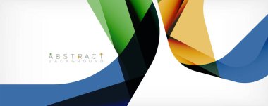 Asgari soyut arkaplan - beyaz üzerine gölge çizgileri ile örtüşen renk şekilleri. Duvar Kağıdı, Sancak, Arkaplan, İniş Sayfası için Vektör İllüstrasyonu