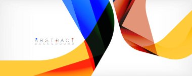 Asgari soyut arkaplan - beyaz üzerine gölge çizgileri ile örtüşen renk şekilleri. Duvar Kağıdı, Sancak, Arkaplan, İniş Sayfası için Vektör İllüstrasyonu