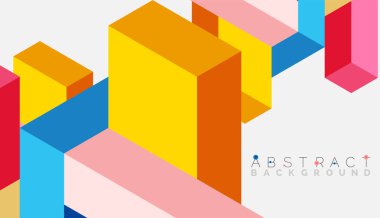 Soyut arkaplan. 3 boyutlu küp, küp elementler ve bloklar. Duvar kağıdı, afiş, arkaplan, iniş sayfası için tekno veya iş konsepti