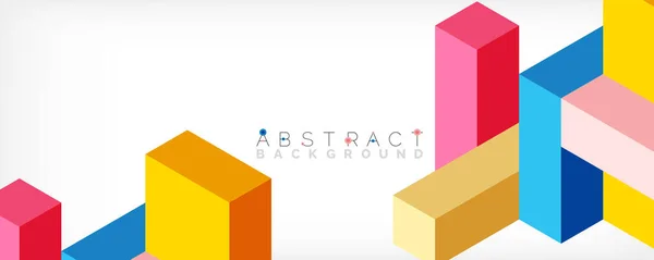 Abstract background. 3d cubes, cubic elements and blocks. Techno or business concept for wallpaper, banner, background, landing page — Stock Vector