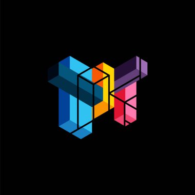 Soyut arkaplan. 3 boyutlu küp, küp elementler ve bloklar. Duvar kağıdı, afiş, arkaplan, iniş sayfası için tekno veya iş konsepti