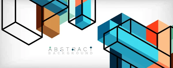 Abstracte achtergrond. 3d blokjes, kubieke elementen en blokken. Techno of business concept voor behang, banner, achtergrond, landing page — Stockvector