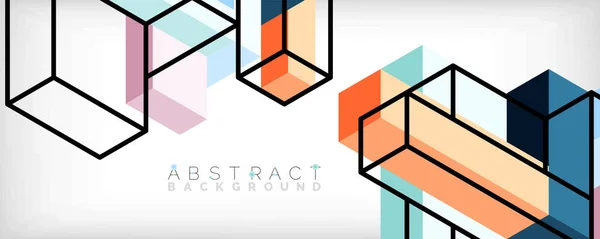 Abstracte achtergrond. 3d blokjes, kubieke elementen en blokken. Techno of business concept voor behang, banner, achtergrond, landing page — Stockvector