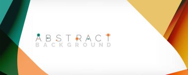 Asgari soyut arkaplan - beyaz üzerine gölge çizgileri ile örtüşen renk şekilleri. Duvar Kağıdı, Sancak, Arkaplan, İniş Sayfası için Vektör İllüstrasyonu